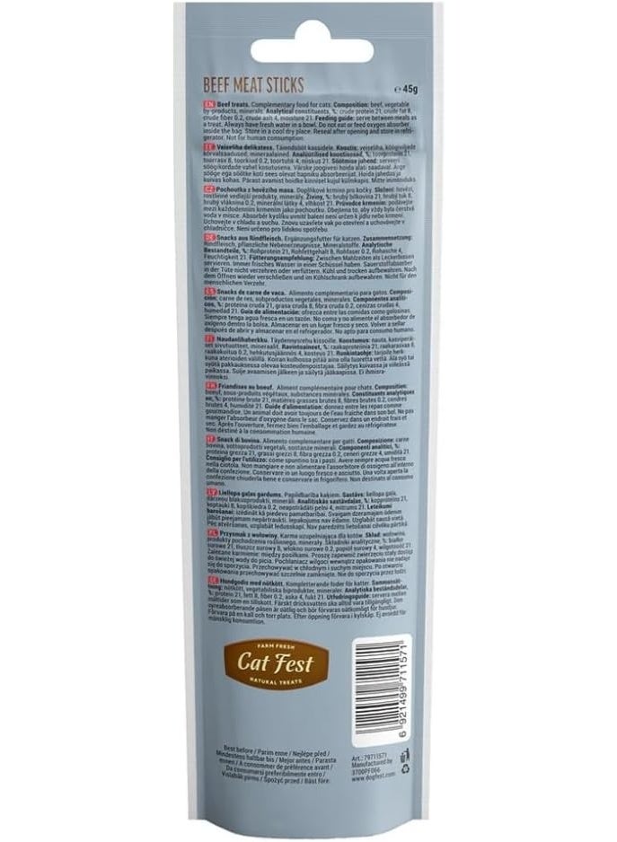 Cat Fest Beef Meat Sticks for Cats High-Protein Natural Cat Treats, Real Beef Flavor, Soft Chewy Treats 45 g From Varmacy - Image 3